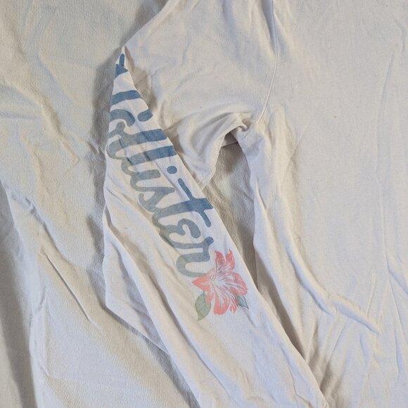 HOLLISTER CALIFORNIA WOMEN'S LONG SLEEVE PULL OVER SHIRT WHITE SIZE SMALL FLOWER - Picture 14 of 15
